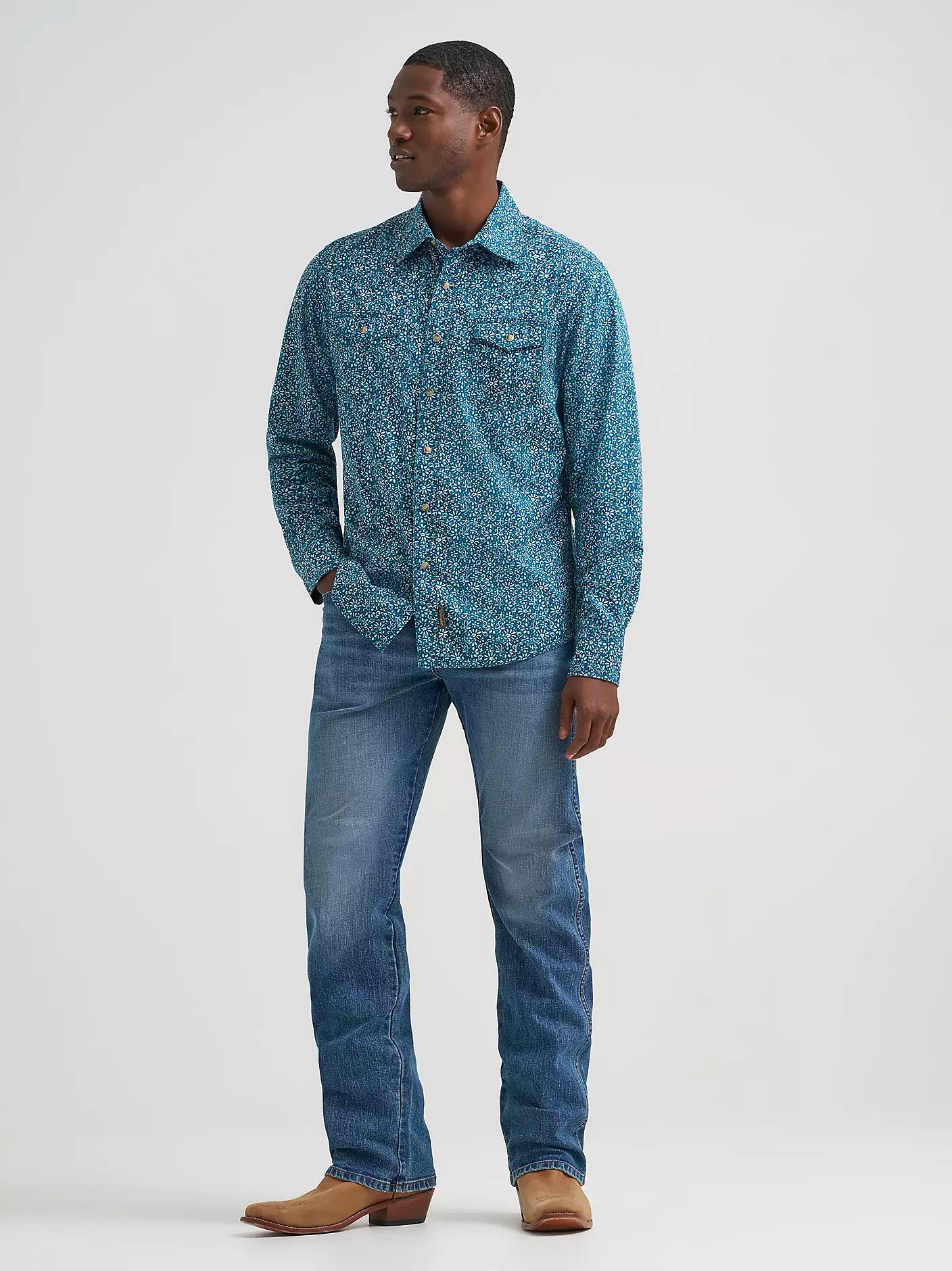 Pearl Snap Men's Retro Floral Wrangler