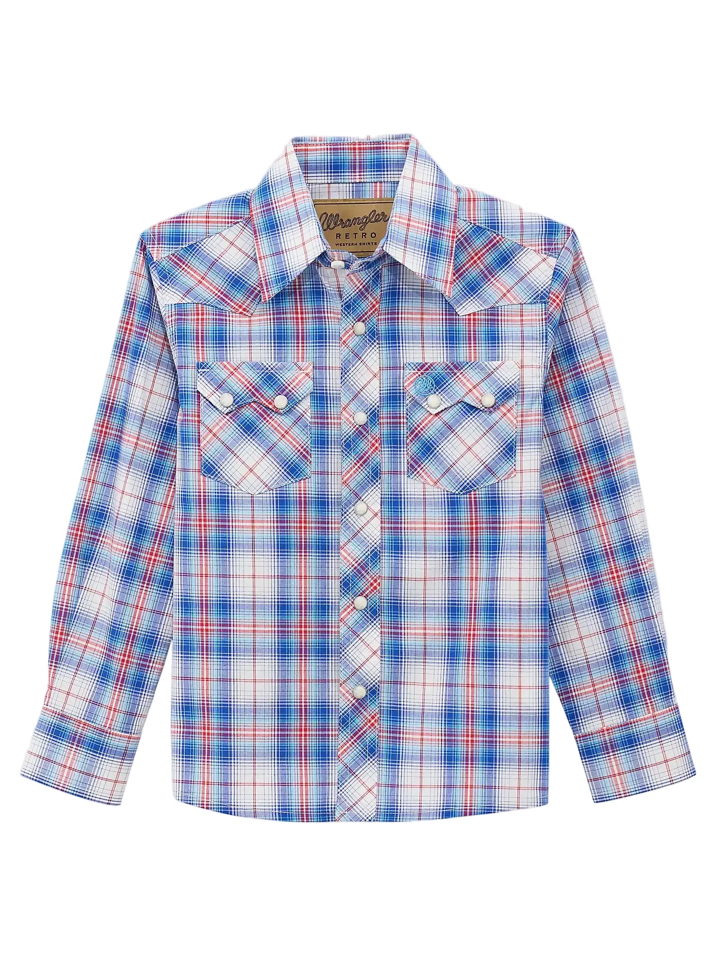 Boy's Retro Plaid Pearl Snap Wrangler