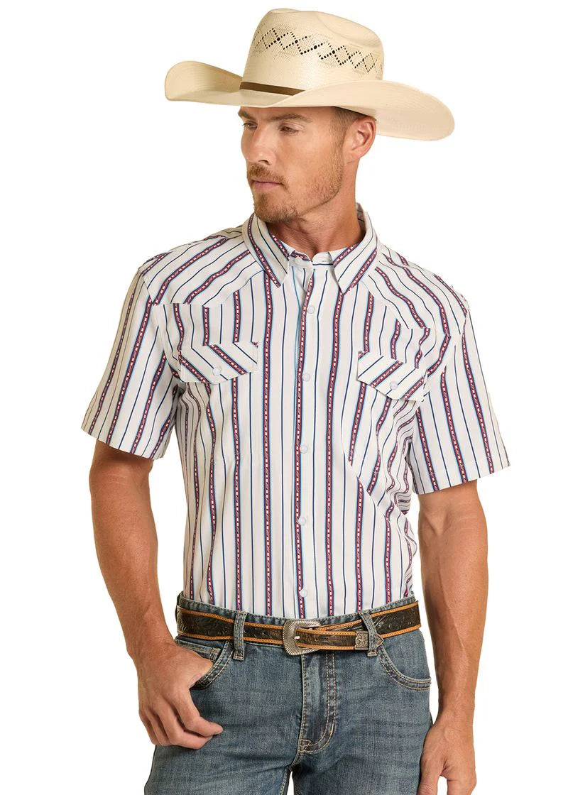 Pearl Snap Men's Vintage Stripe Panhandle Slim