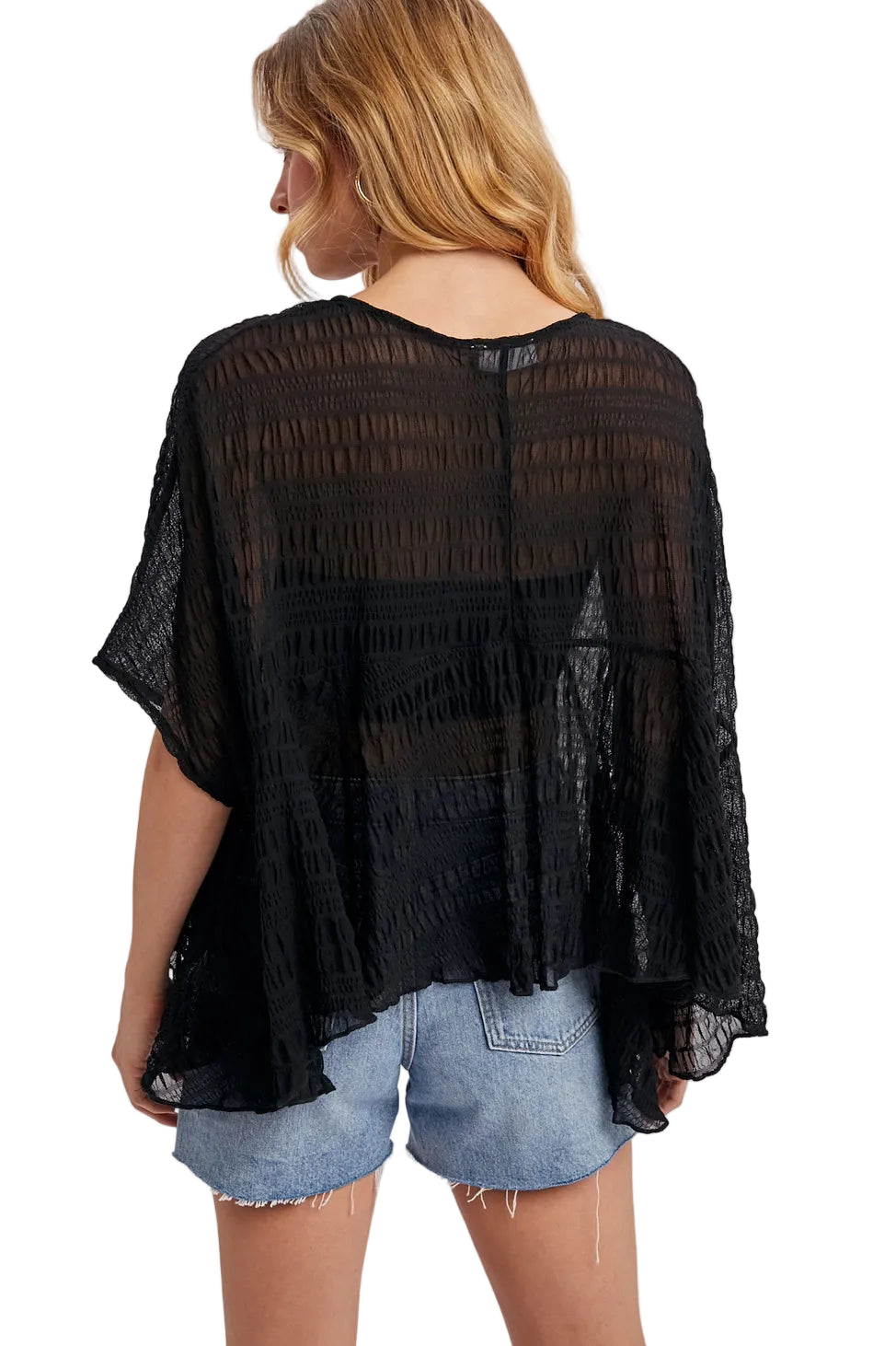 Top Women's Sheer Asymmetric Textured