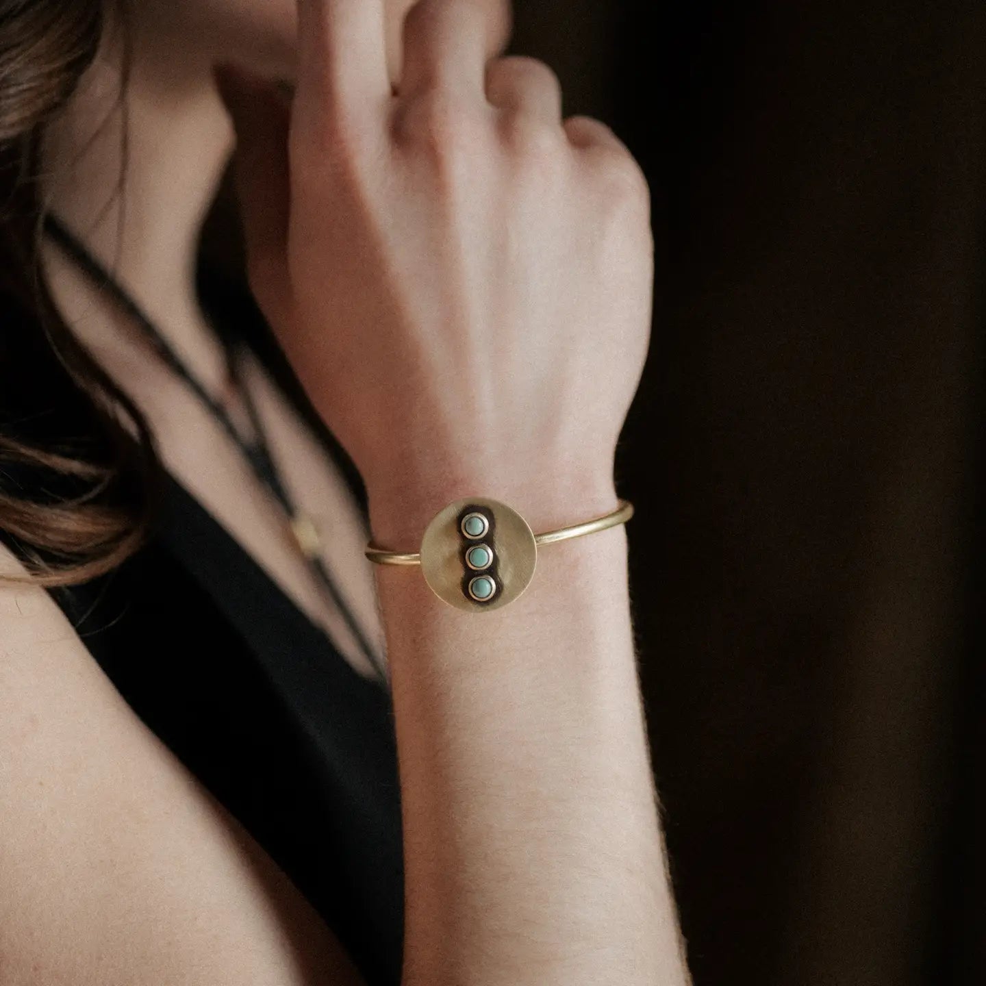Gallatin Turquoise Brass Cuff