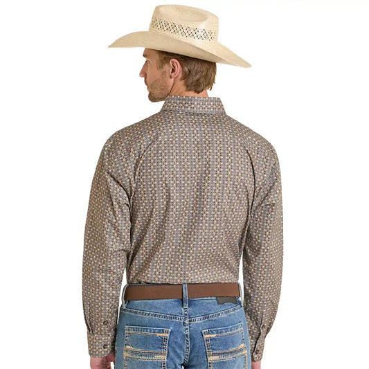 Button Down Men's Geo Print Rock & Roll Denim