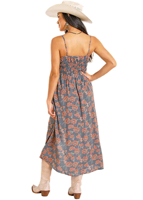 Women's Floral Print Midi Dress Rock & Roll Denim