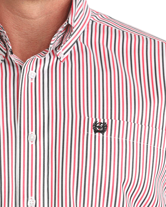 Men's Tencel Striped Button Down Cinch