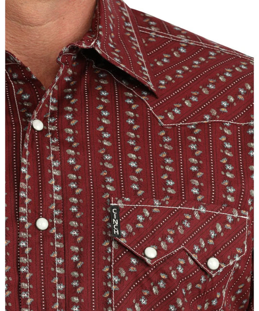 Pearl Snap Men's Striped Floral Modern Fit Cinch