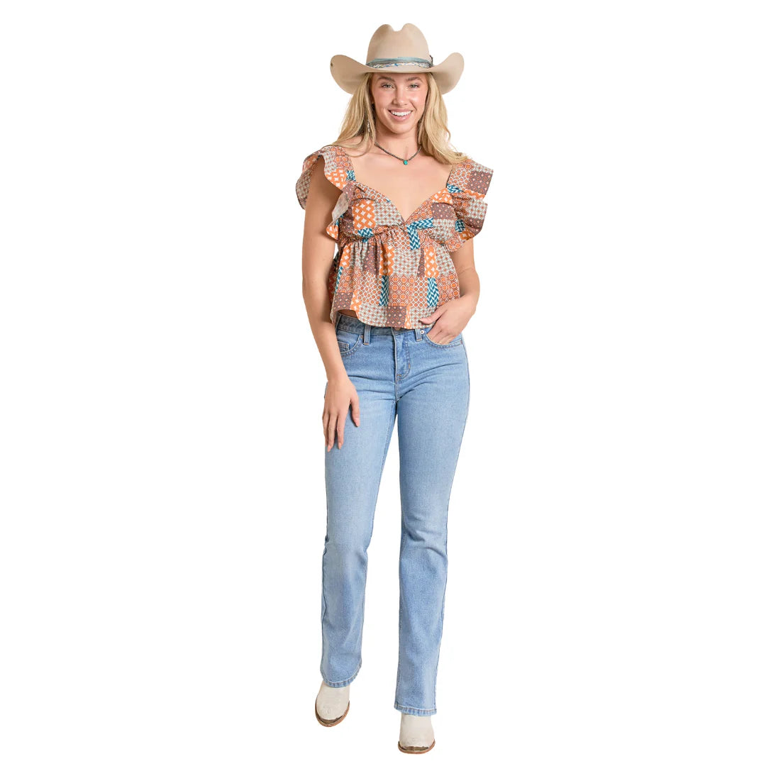 Tank Women's Patch Flutter Sleeve Rock & Roll