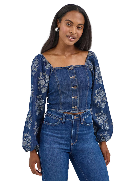 Blouse Women's Cropped Denim Wrangler