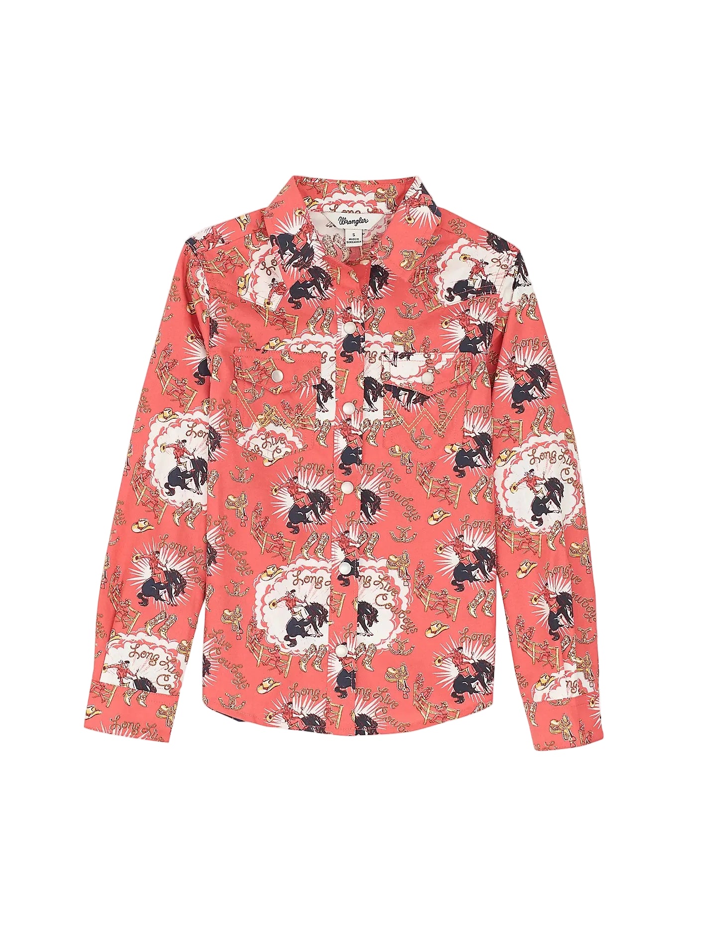 Pearl Snap Girl's Horse Print Wrangler