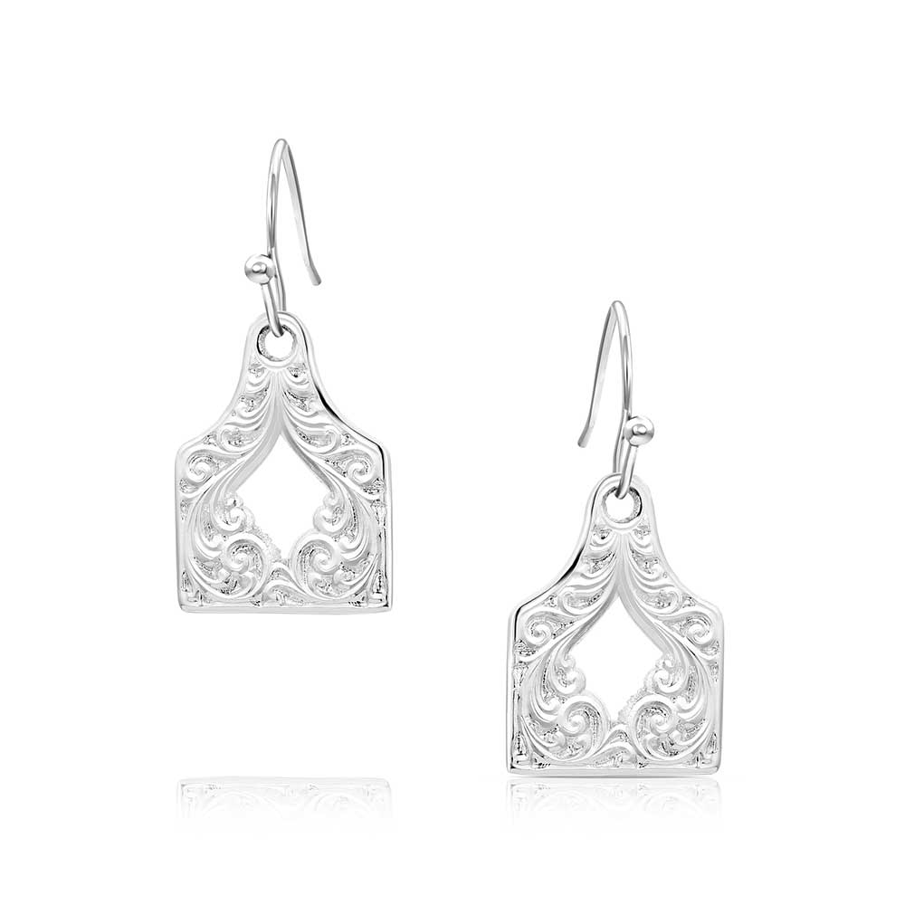 Out West Cow Tag Earrings - Montana Silversmith