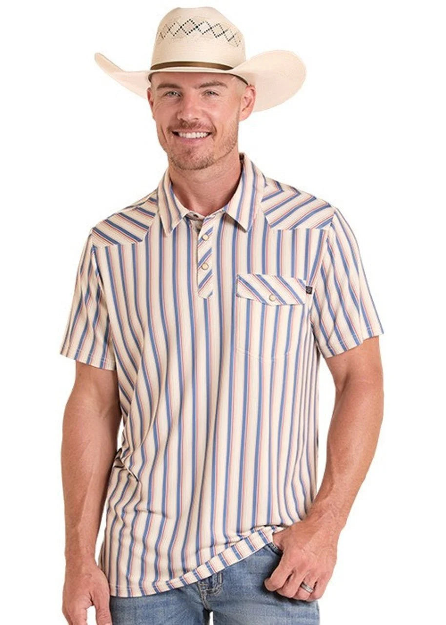 Men's Western Stripe Polo Rock & Roll Denim