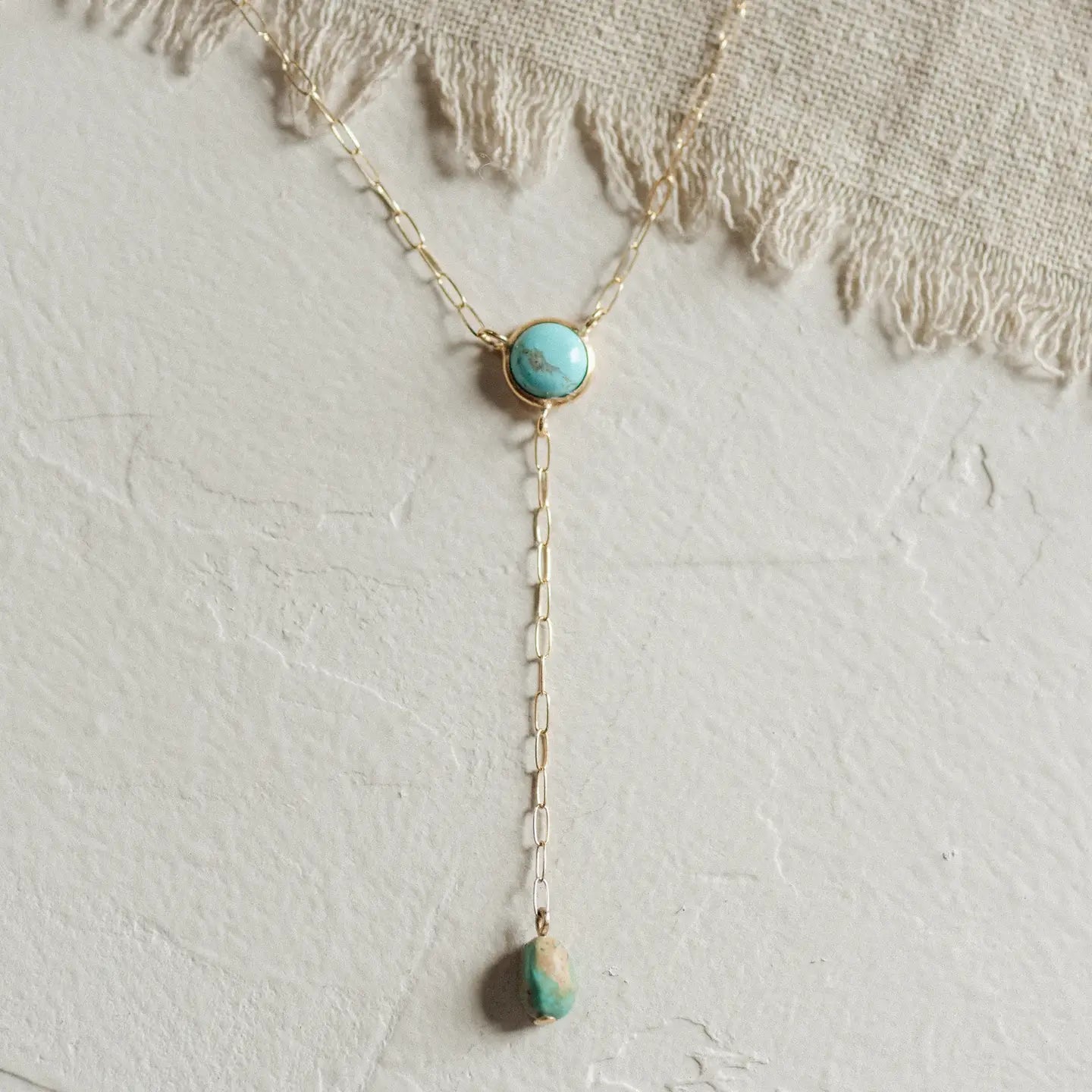 Lariat Brass Turquoise Necklace