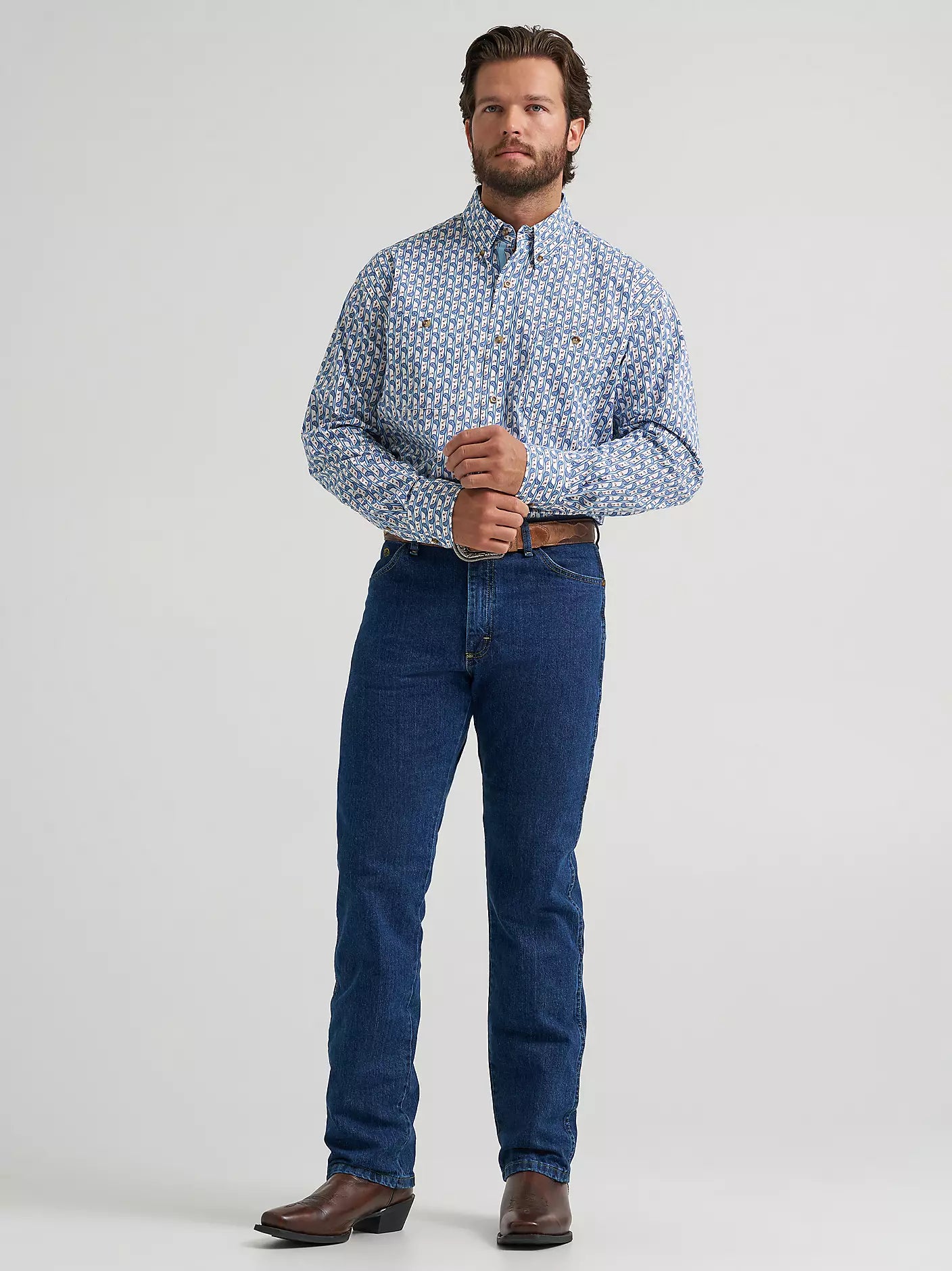 Button Down Men's George Strait Paisley Wrangler