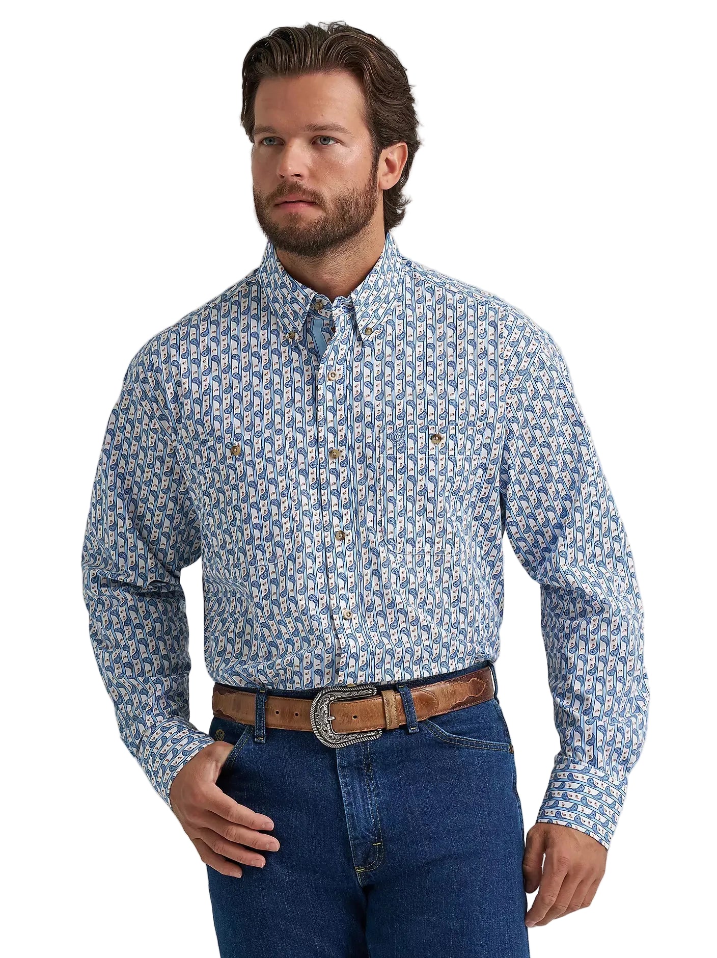 Button Down Men's George Strait Paisley Wrangler