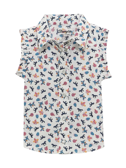 Girls Sleeveless Ruffle Western Shirt Wrangler