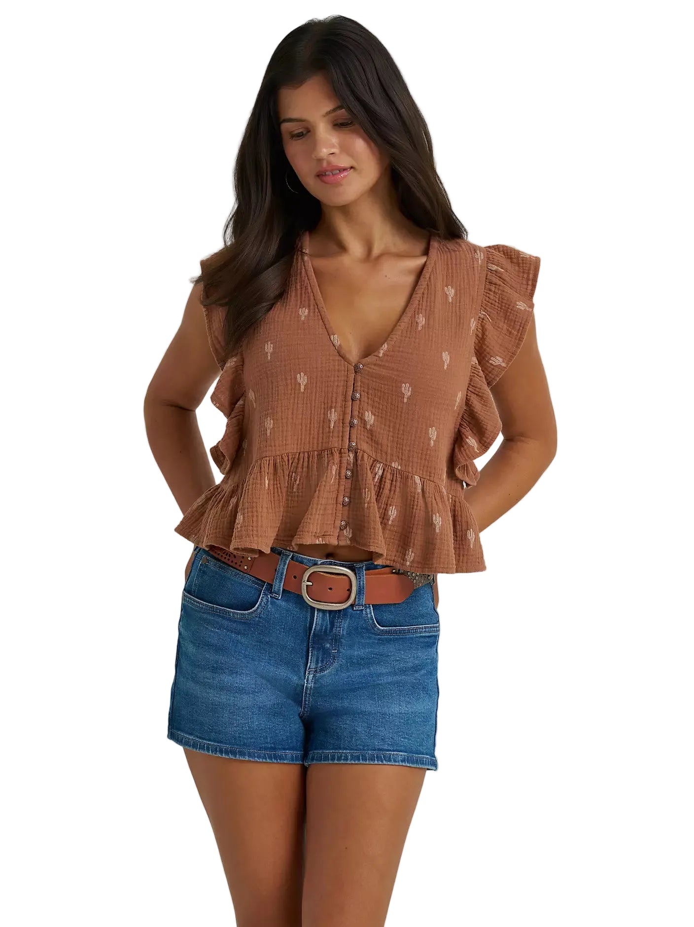 Women's Gauzy Flutter Sleeve Blouse Wrangler