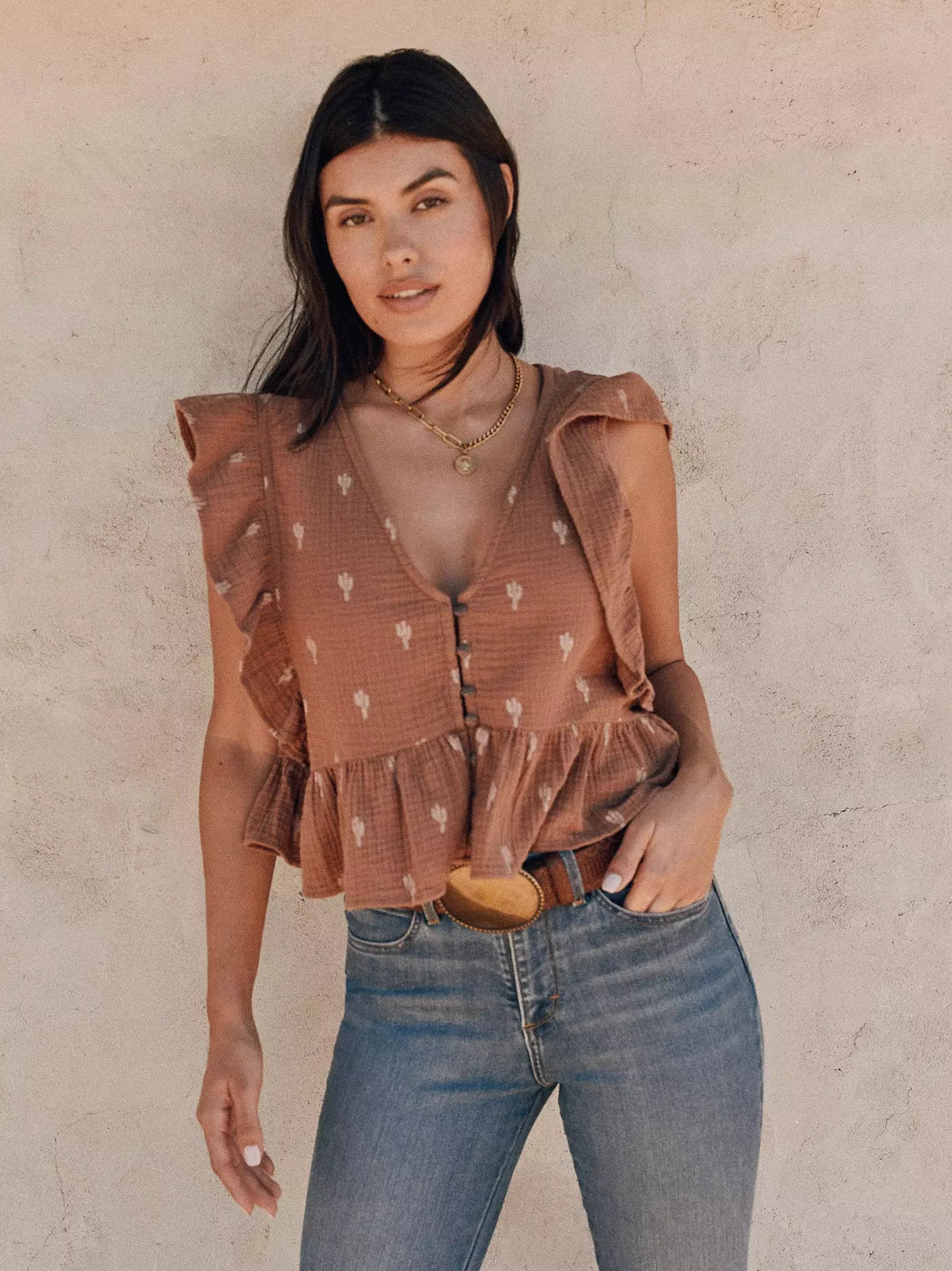 Women's Gauzy Flutter Sleeve Blouse Wrangler