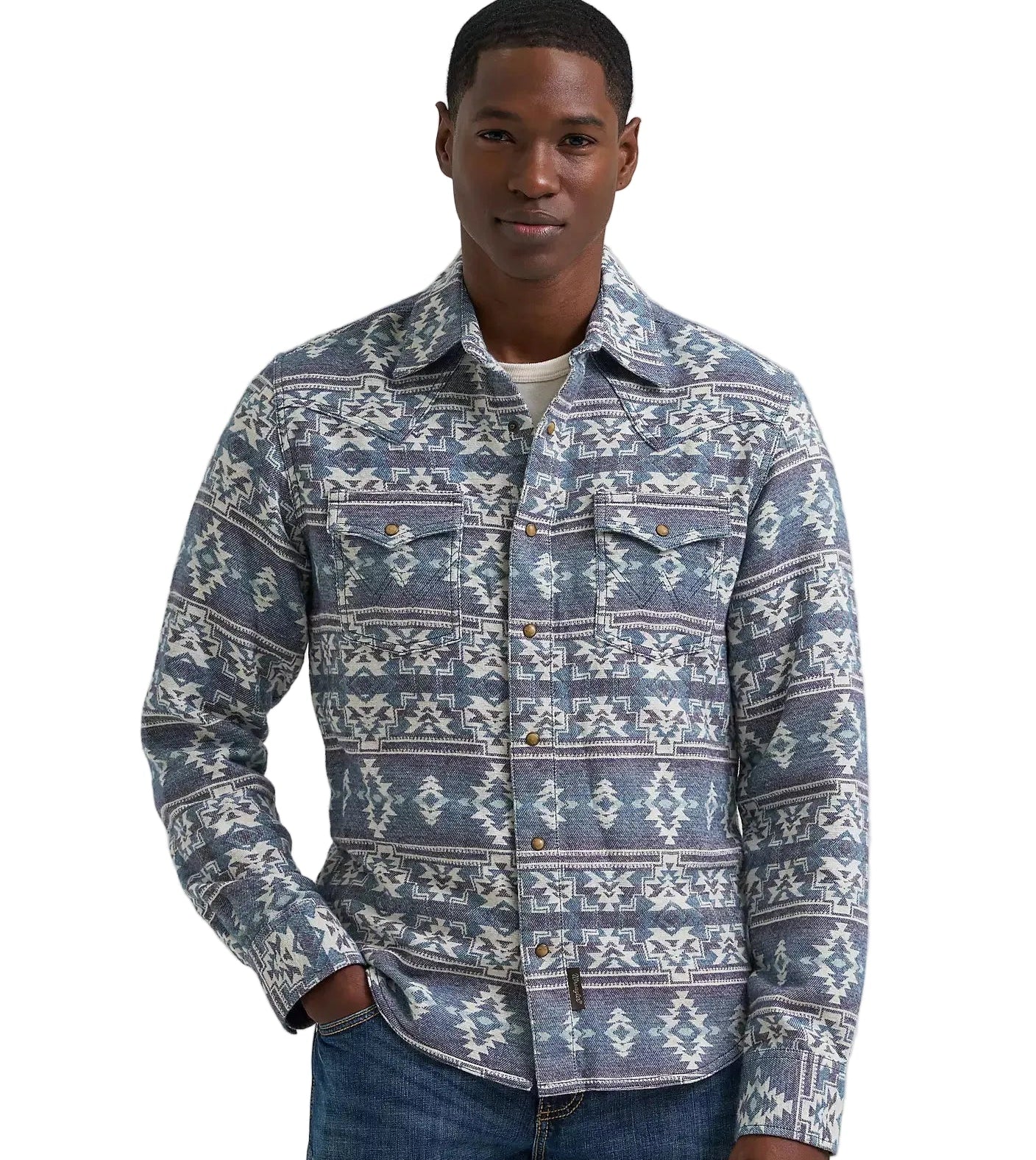 Retro Men's Jacquard Modern Fit Pearl Snap Wrangler
