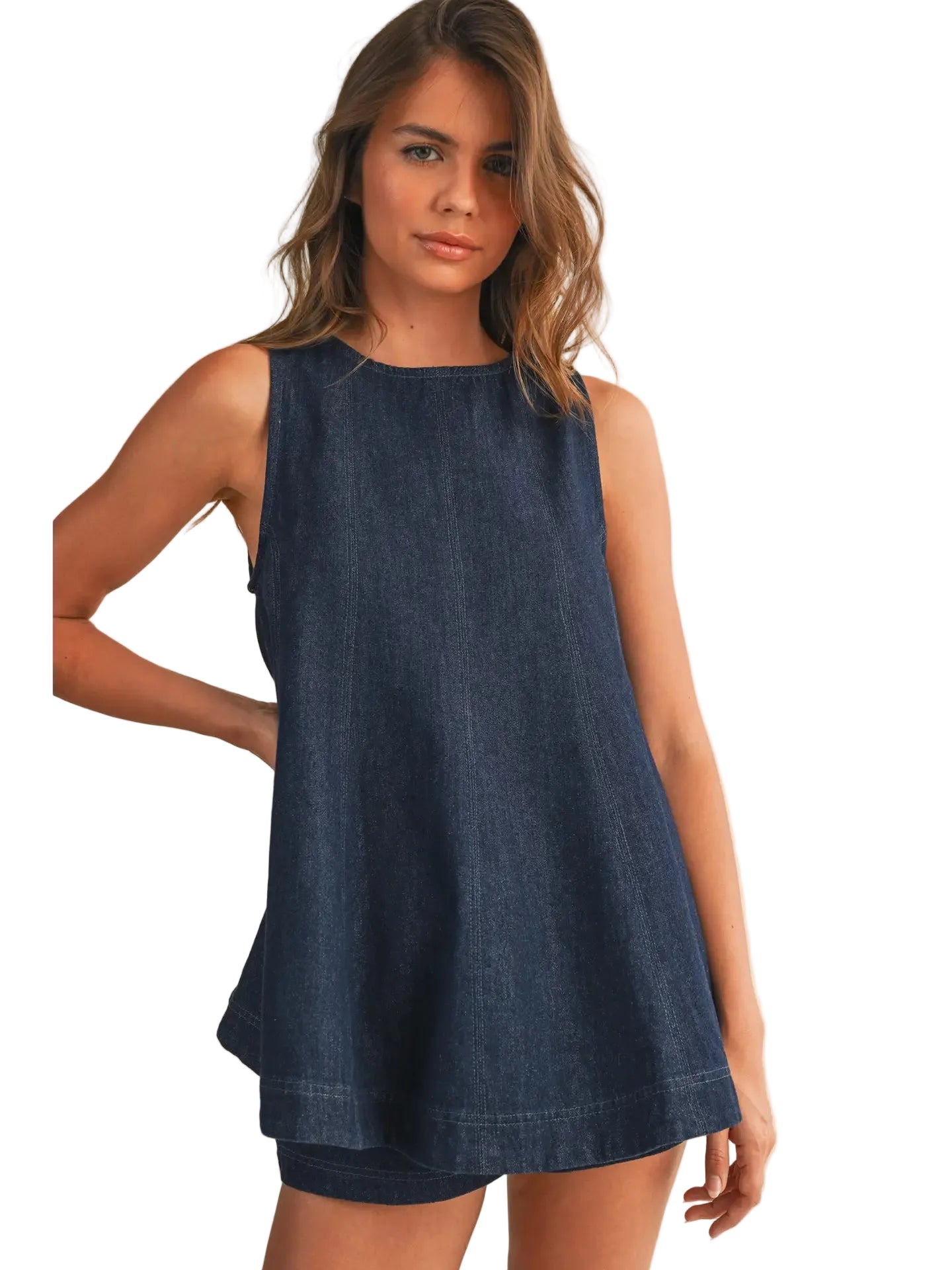 Denim Top & Shorts Two Piece Set