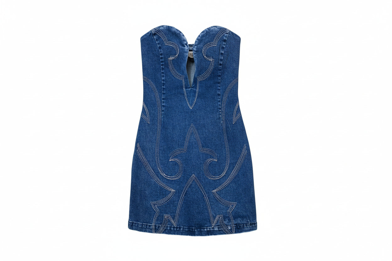 Dress Women's Denim Sweatheart Mini