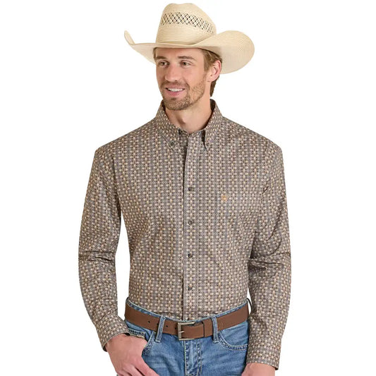 Button Down Men's Geo Print Rock & Roll Denim