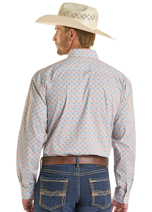 Men's Button Down Medallion Classic Fit Rock & Roll Denim