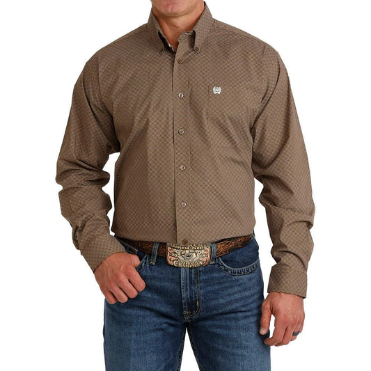 Men's Geometric Classic Fit Button Down Cinch