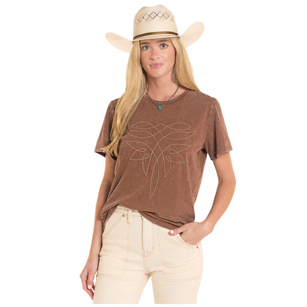 Women's Boot Stitch T-Shirt Rock & Roll Denim