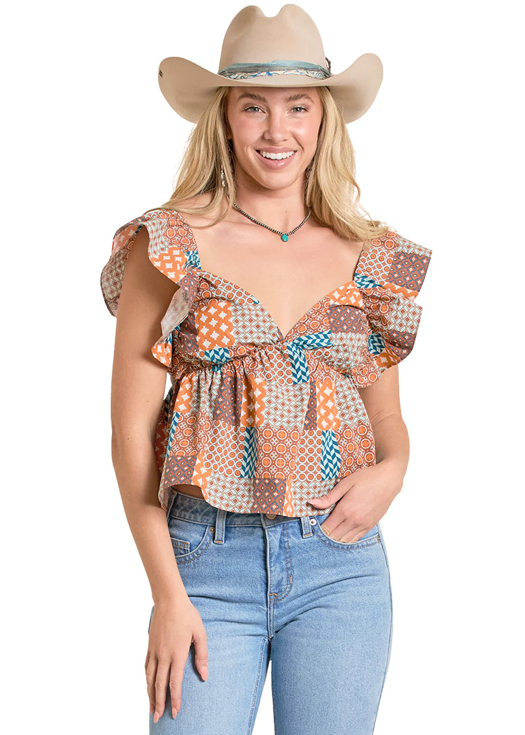 Tank Women's Patch Flutter Sleeve Rock & Roll
