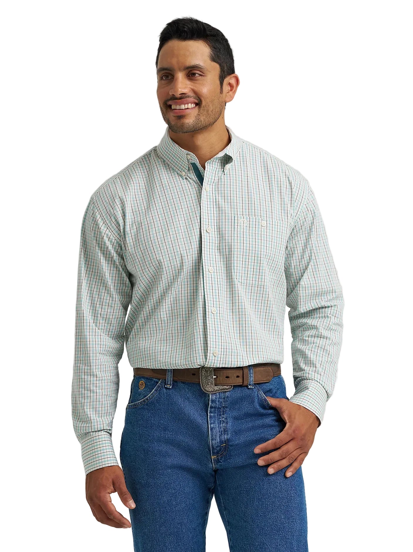 Button Down Men's Plaid George Strait Wrangler