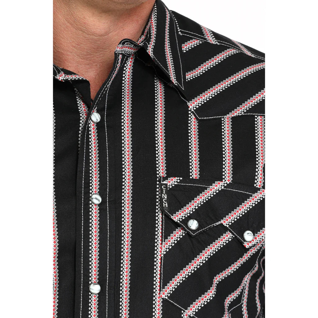 Button Down Men's Striped Modern Fit Cinch