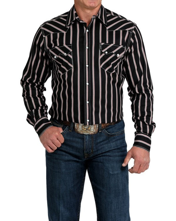 Button Down Men's Striped Modern Fit Cinch