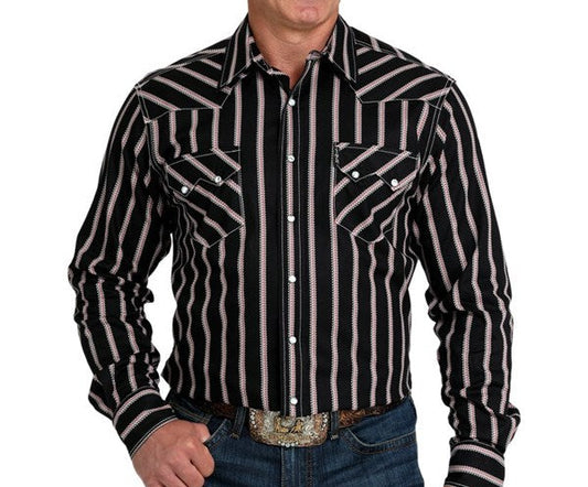 Pearl Snap Men's Striped Modern Fit Cinch