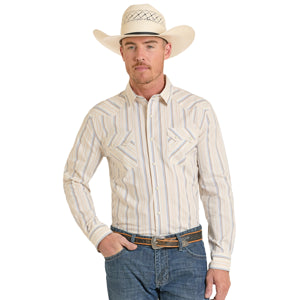 Pearl Snap Men's Vintage Stripe Panhandle Slim