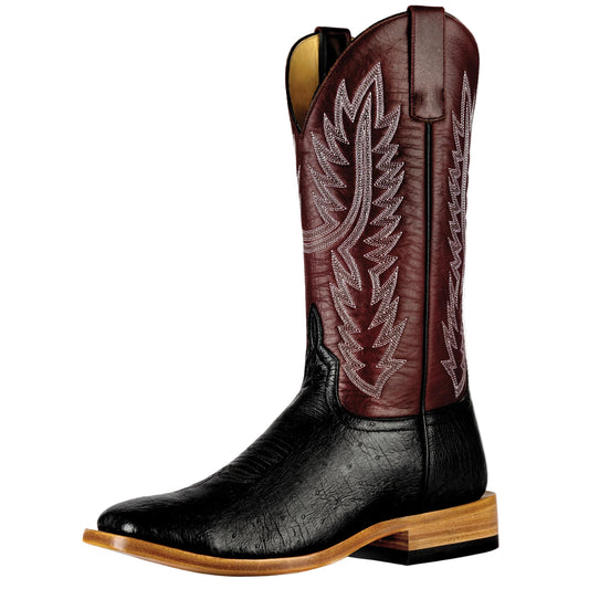 Boots Men's Black Smooth Ostrich Horse Power Top Hand