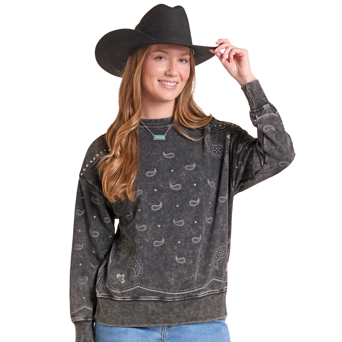 Women's Paisley Crew Pullover Panhandle Slim