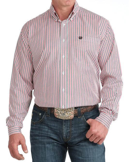 Men's Tencel Striped Button Down Cinch