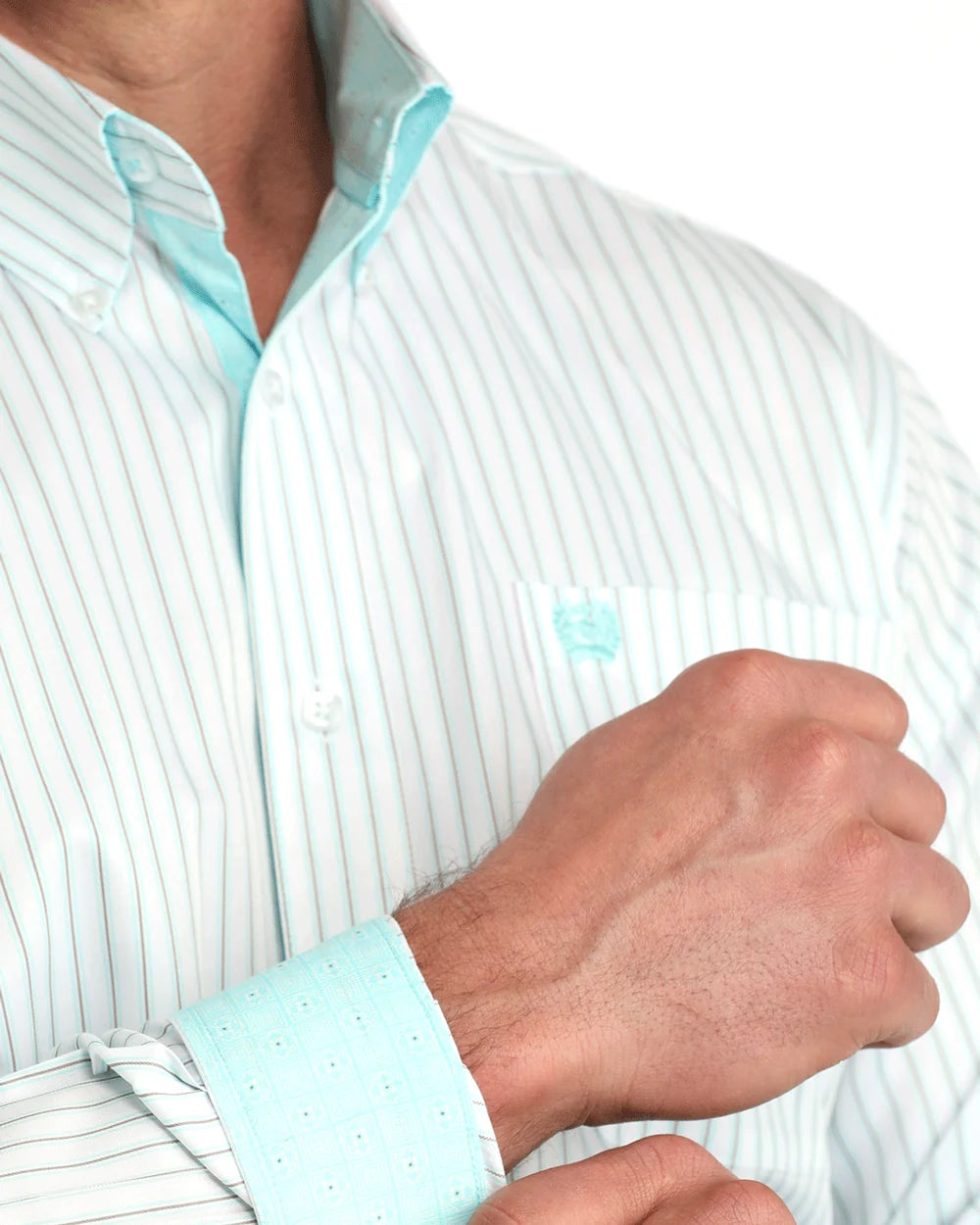 Men's Tencel Striped Button Down Cinch