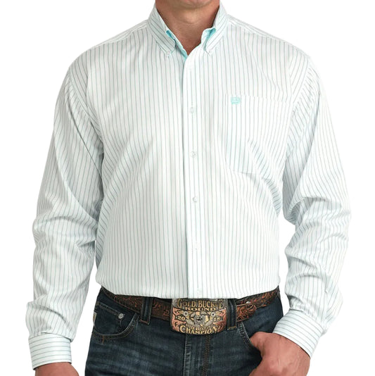 Men's Tencel Striped Button Down Cinch