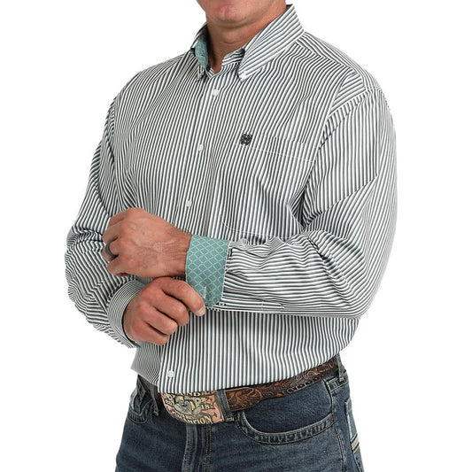 Men's Tencel Striped Button Down Cinch