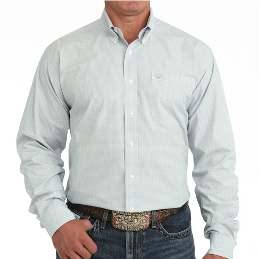 Men's Plaid Classic Fit Button Down Cinch