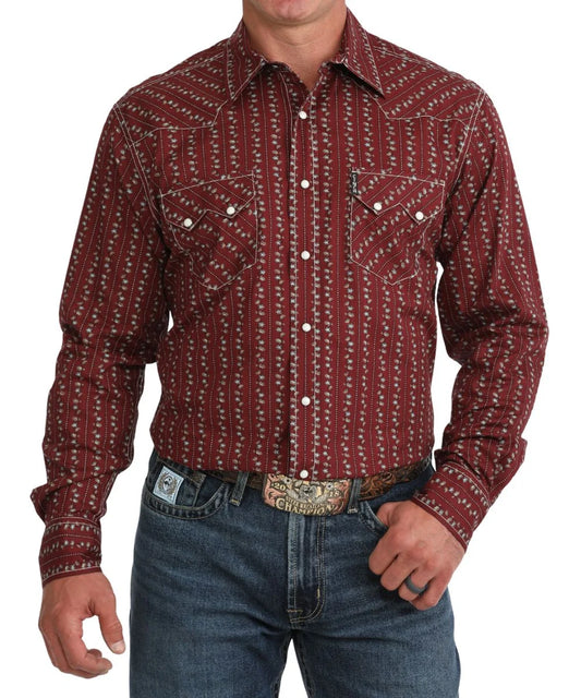 Pearl Snap Men's Striped Floral Modern Fit Cinch