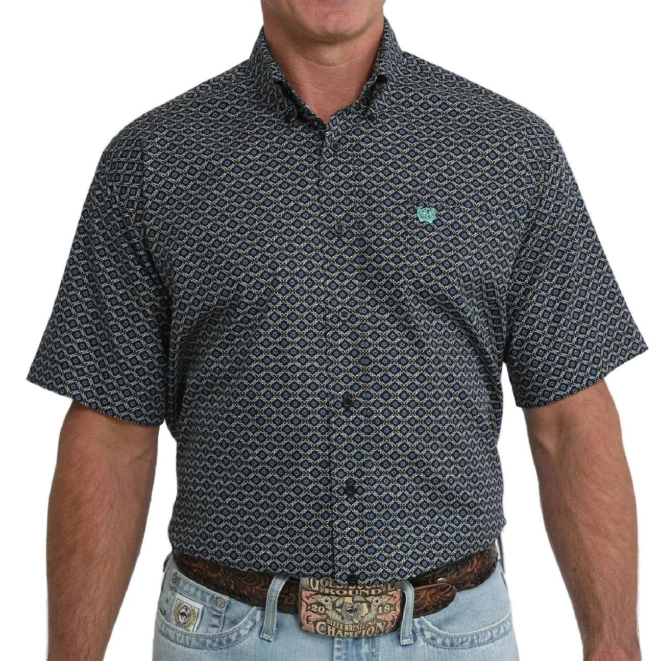 Button Down Men's Short Sleeve Cinch