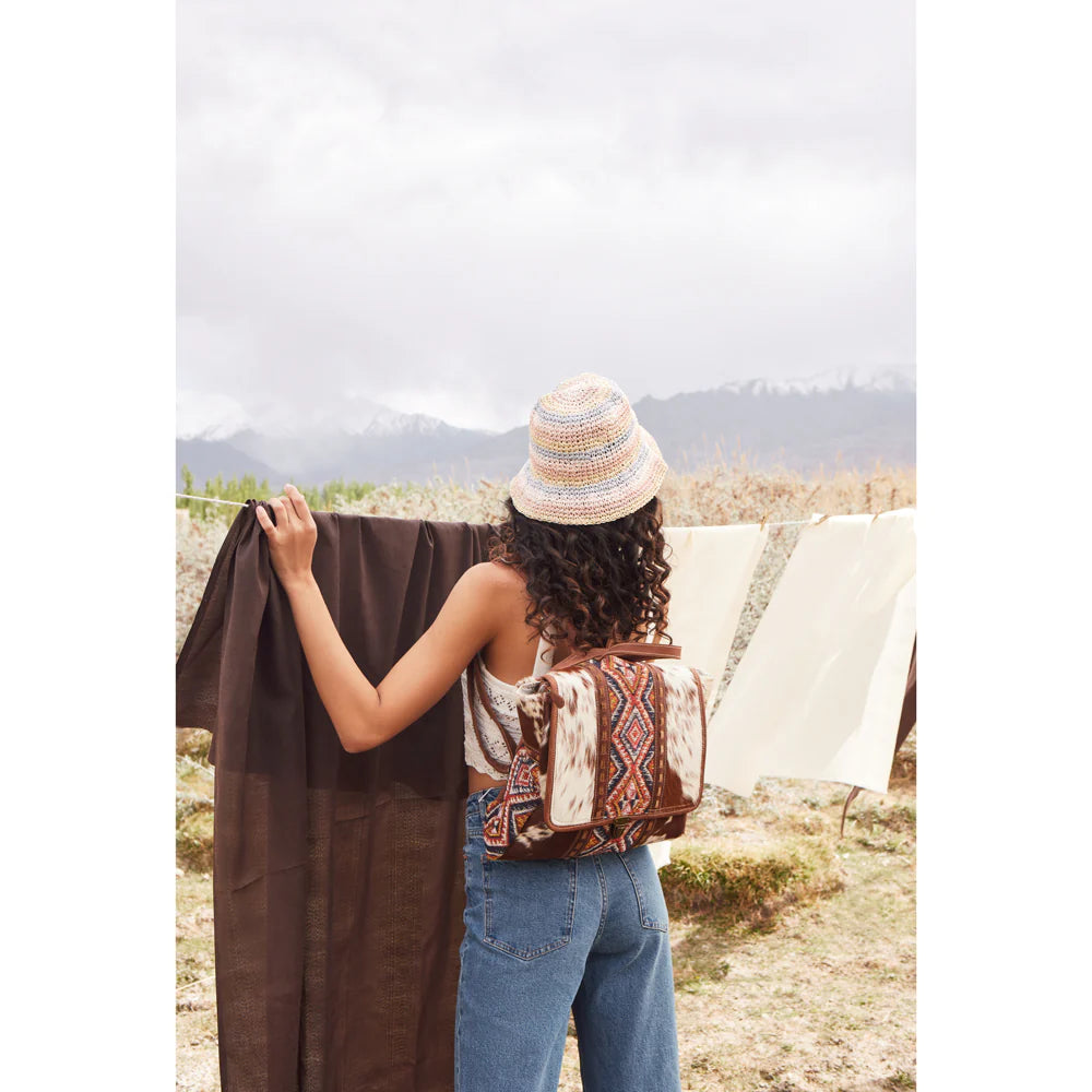 Backpack Jam Upcycled Canvas Hair on Cowhide
