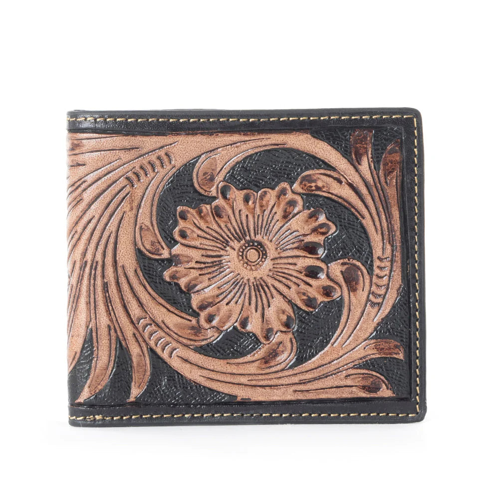 Wallet Black Bronzer Hand Tooled Myra
