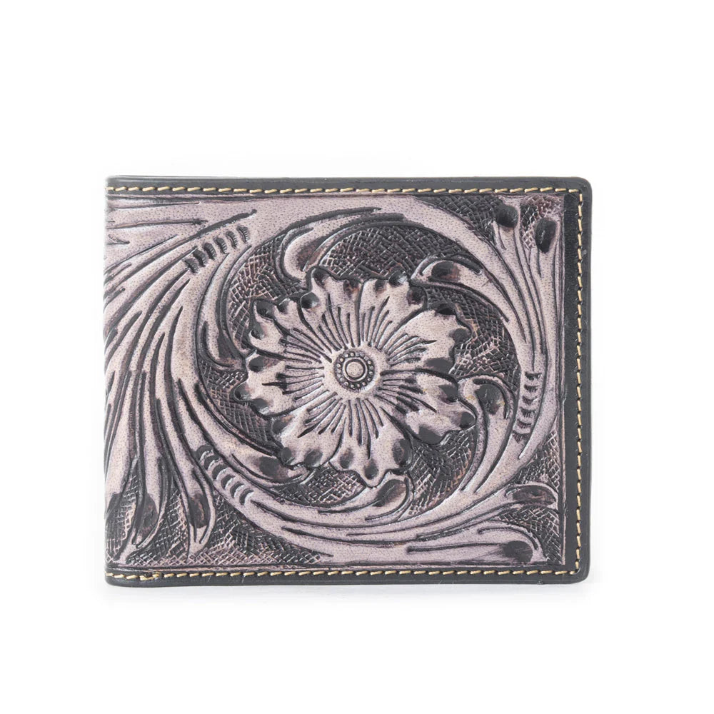Wallet Grenda Gray Hand Tooled Myra