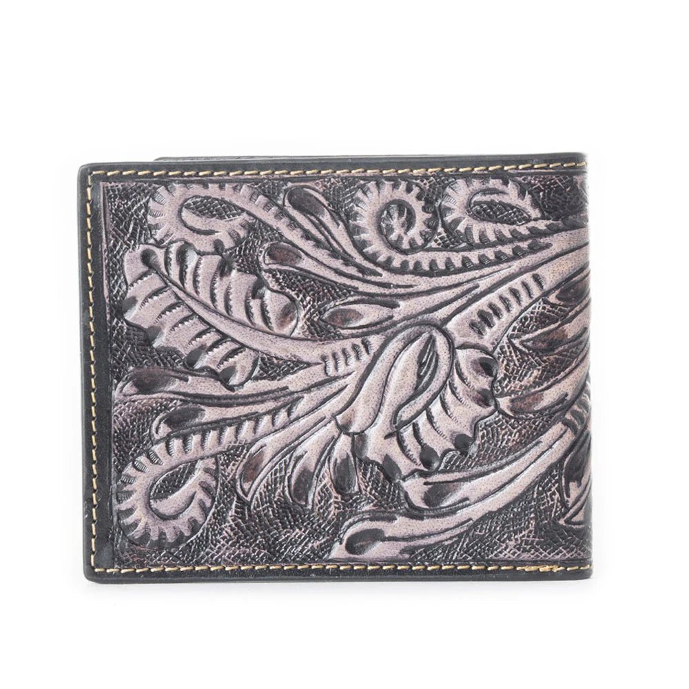 Wallet Grenda Gray Hand Tooled Myra