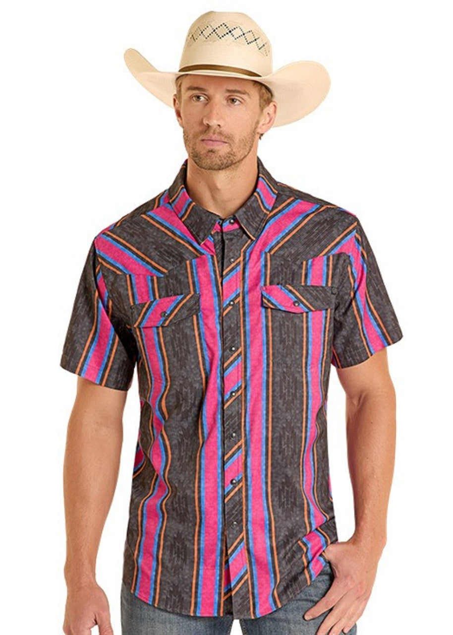 Pearl Snap Men's Tek Western Rock & Roll Denim