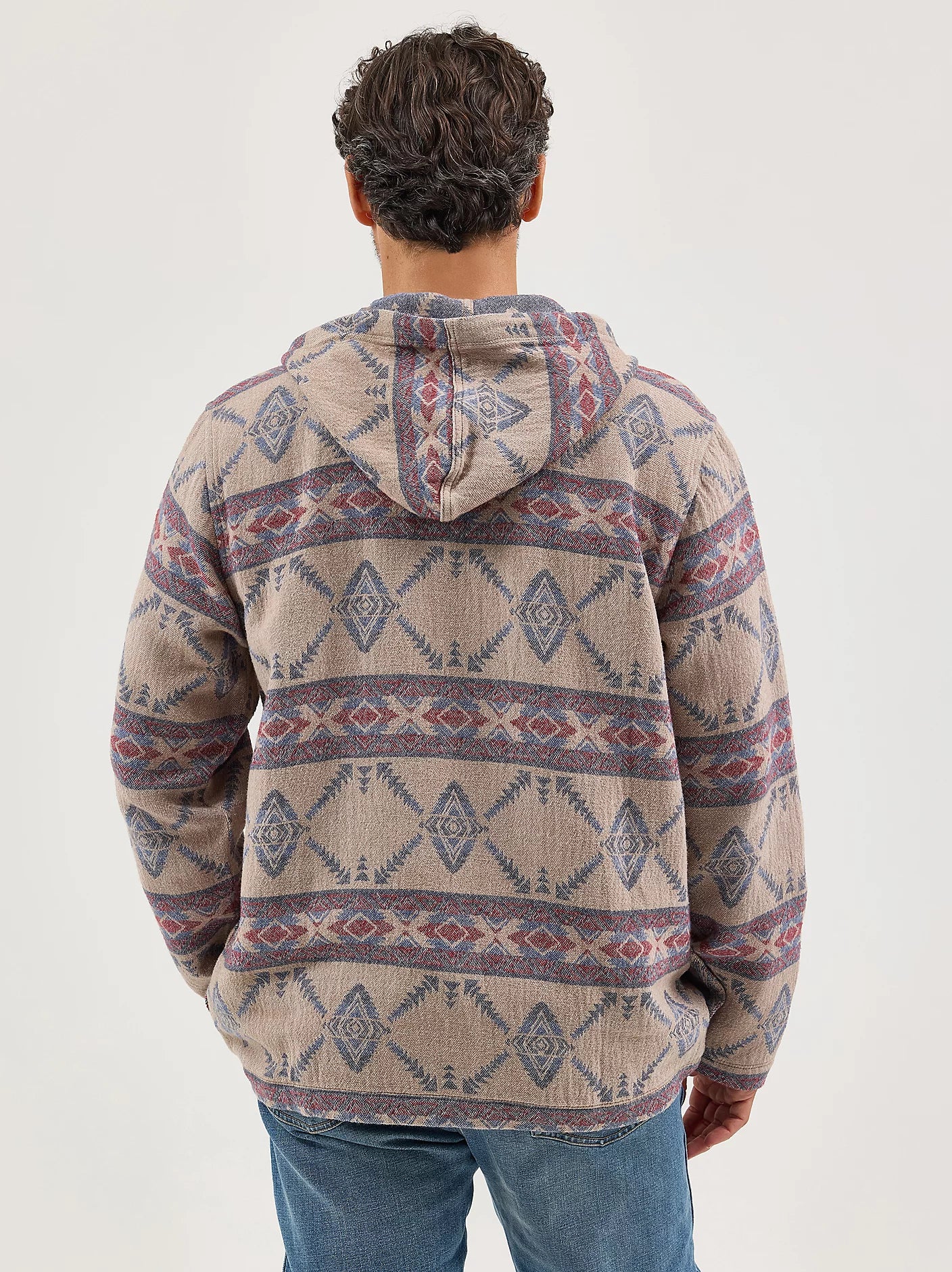 Pull Over Men's Quarter Zip Hooded Jacquard Wrangler