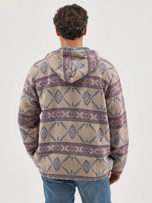 Pull Over Men's Quarter Zip Hooded Jacquard Wrangler