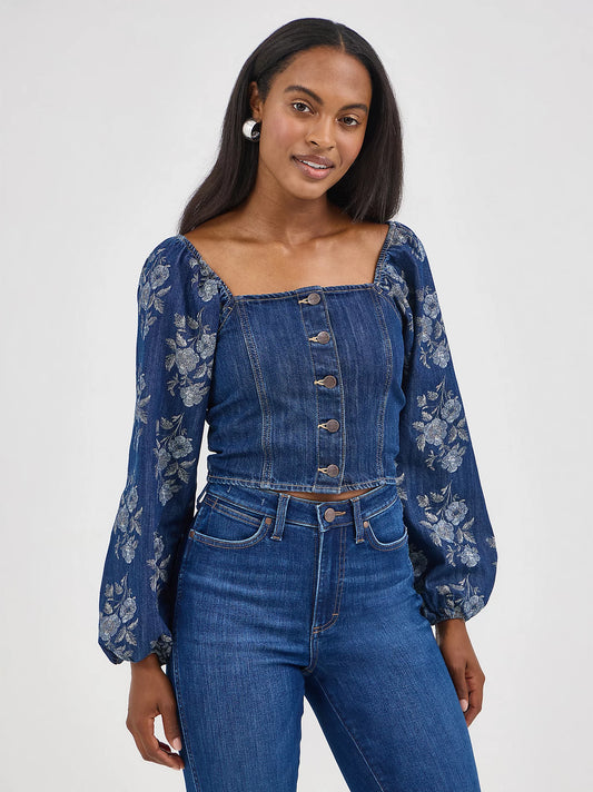 Blouse Women's Cropped Denim Wrangler